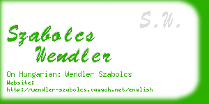 szabolcs wendler business card